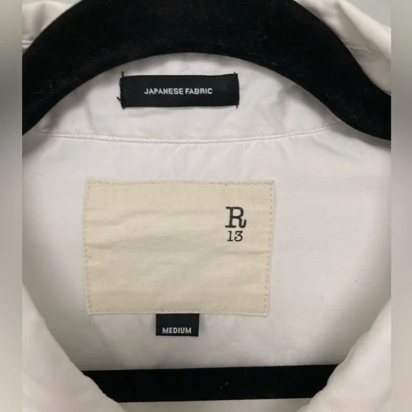 R13 Drop Neck Oxford Shirt white. Size medium